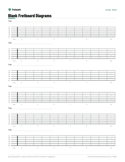 Blank Fretboard Diagrams preview