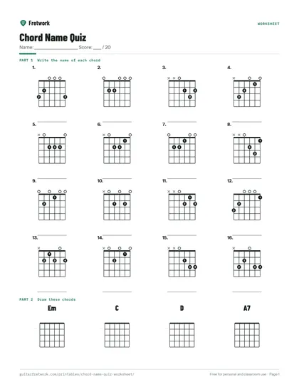 Chord Name Quiz Worksheet preview