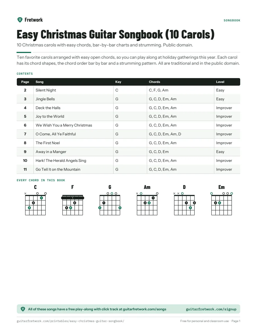 Preview of the Easy Christmas Guitar Songbook (10 Carols)