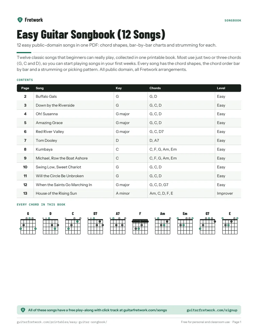 Preview of the Easy Guitar Songbook (12 Songs)