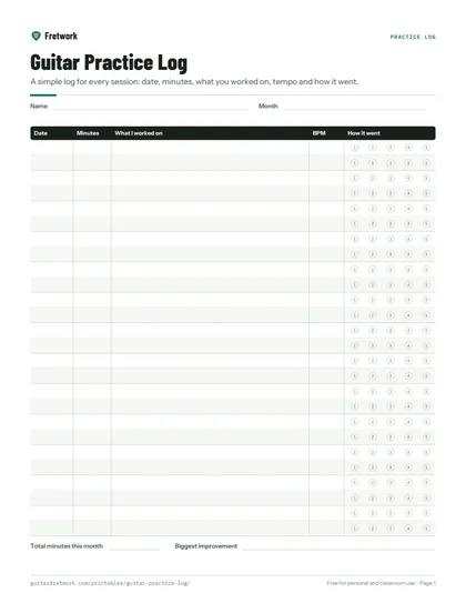 Guitar Practice Log preview