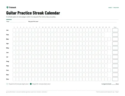 Guitar Practice Streak Calendar preview