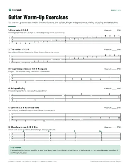 Guitar Warm-Up Exercises preview