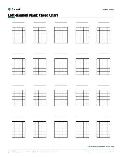 Left-Handed Blank Chord Chart preview