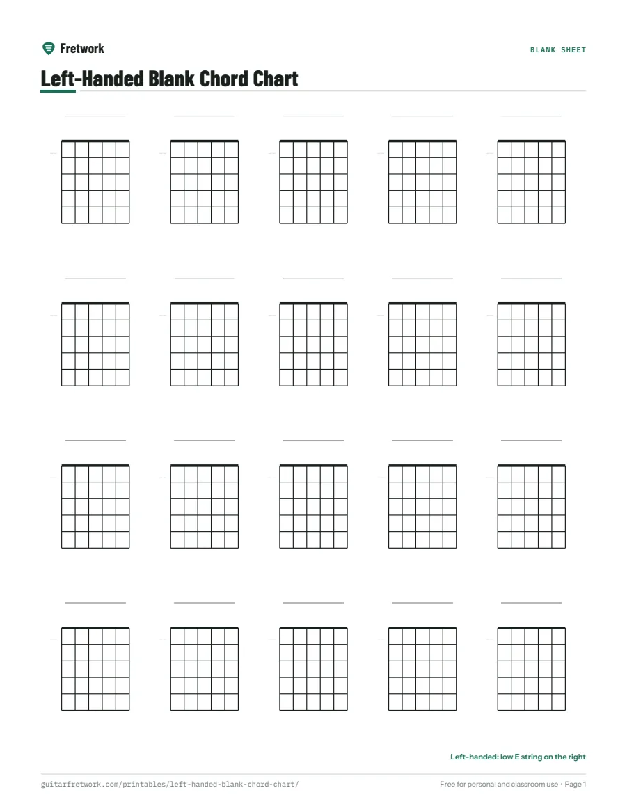 Preview of the Left-Handed Blank Chord Chart