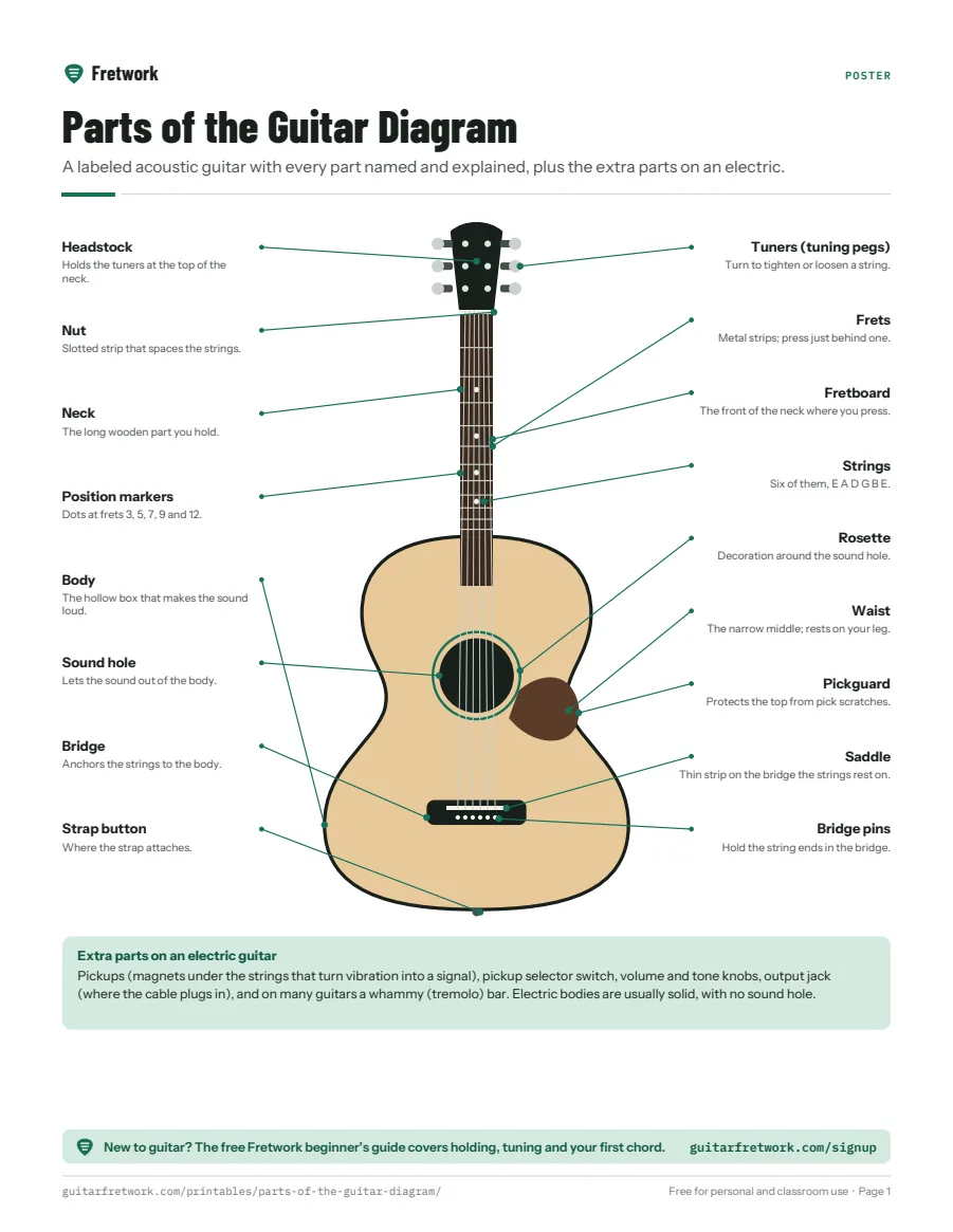 Preview of the Parts of the Guitar Diagram
