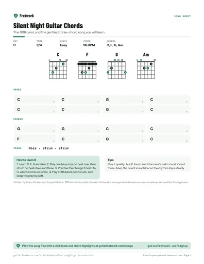 Silent Night Guitar Chords preview