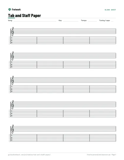 Tab and Staff Paper preview