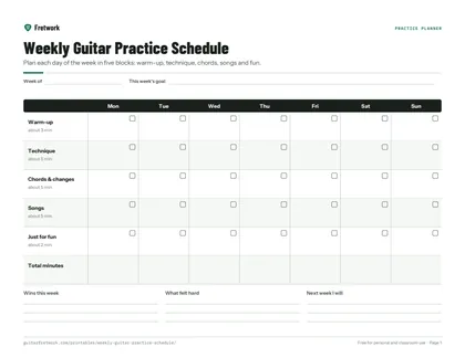 Weekly Guitar Practice Schedule preview